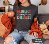 Merry and Bright Shirt, Merry Christmas, Merry Christmas Tee, Merry and Bright Tee, Merry Tee, Merry Shirts, Vintage Santa, Retro Christmas