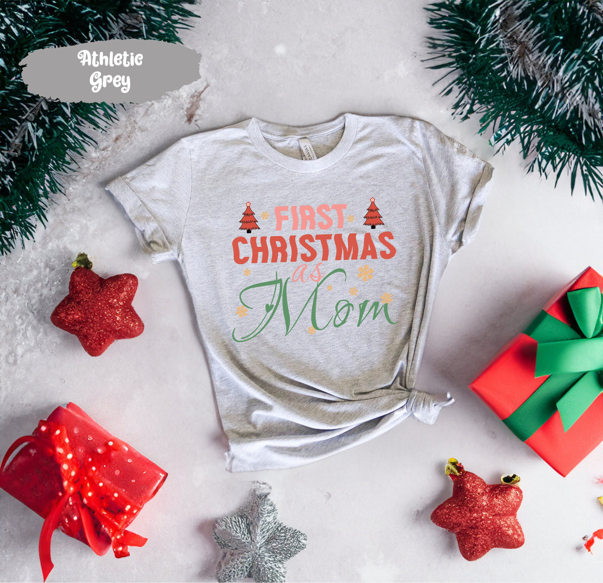 First Christmas As Mom Shirt, Mom Christmas Gift, Mama Shirt, Mother Tshirt, Cute Christmas Shirt, Vintage Santa, Retro Christmas