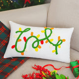 Christmas Strings Punch Needle Throw Pillow Cover, Christmas Light, Home Decor, Farmhouse Decor, Merry Christmas Gift, Custom Pillow Holiday - Arria Home