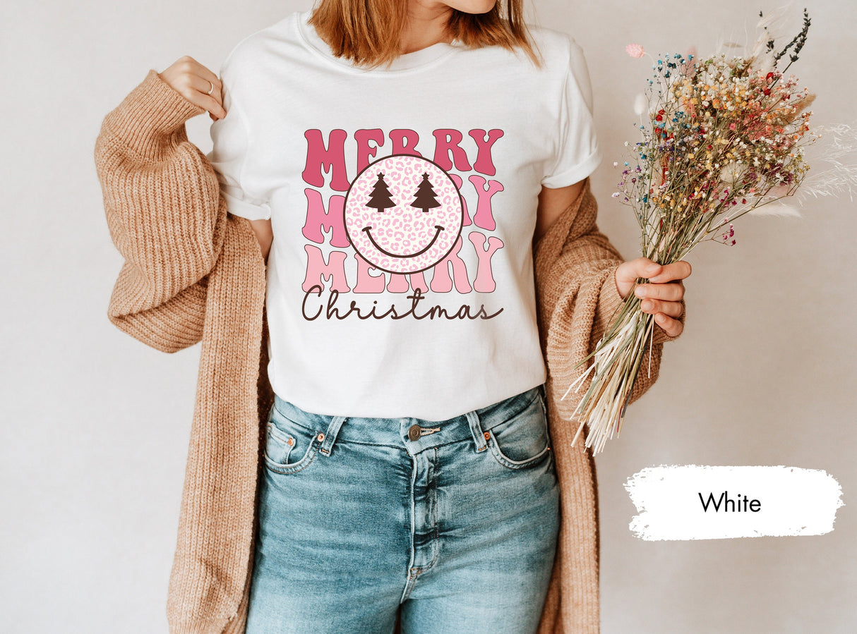 Retro Merry Christmas Smiley Face Shirt, Christmas Shirt, Vintage Christmas Shirt, Christmas Tree Shirt, Holiday Shirt, Christmas Gift