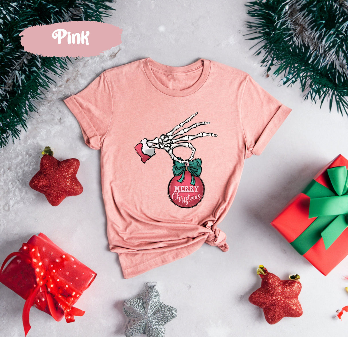 Merry Christmas Shirt with Skeleton Hand Holding Ornament, Merry Christmas Tee, Skeleton Christmas, Skeleton Hand Tshirt, Ornament Shirts