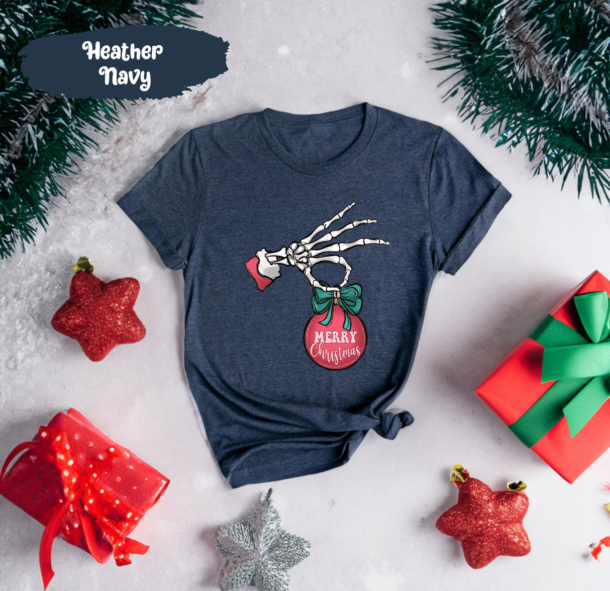 Merry Christmas Shirt with Skeleton Hand Holding Ornament, Merry Christmas Tee, Skeleton Christmas, Skeleton Hand Tshirt, Ornament Shirts