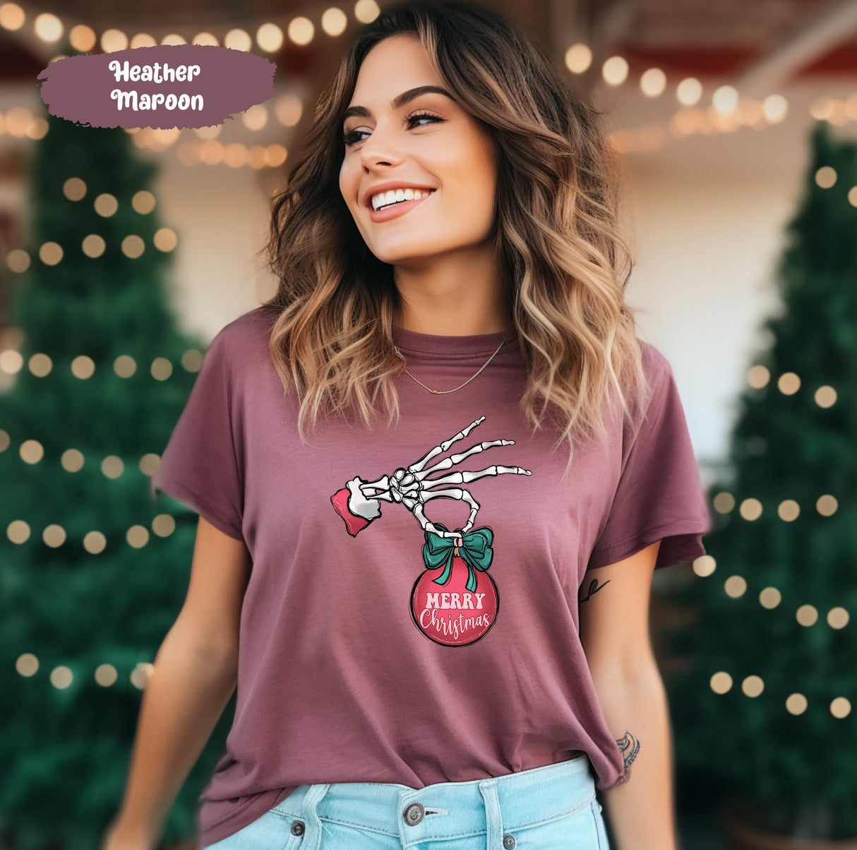 Merry Christmas Shirt with Skeleton Hand Holding Ornament, Merry Christmas Tee, Skeleton Christmas, Skeleton Hand Tshirt, Ornament Shirts