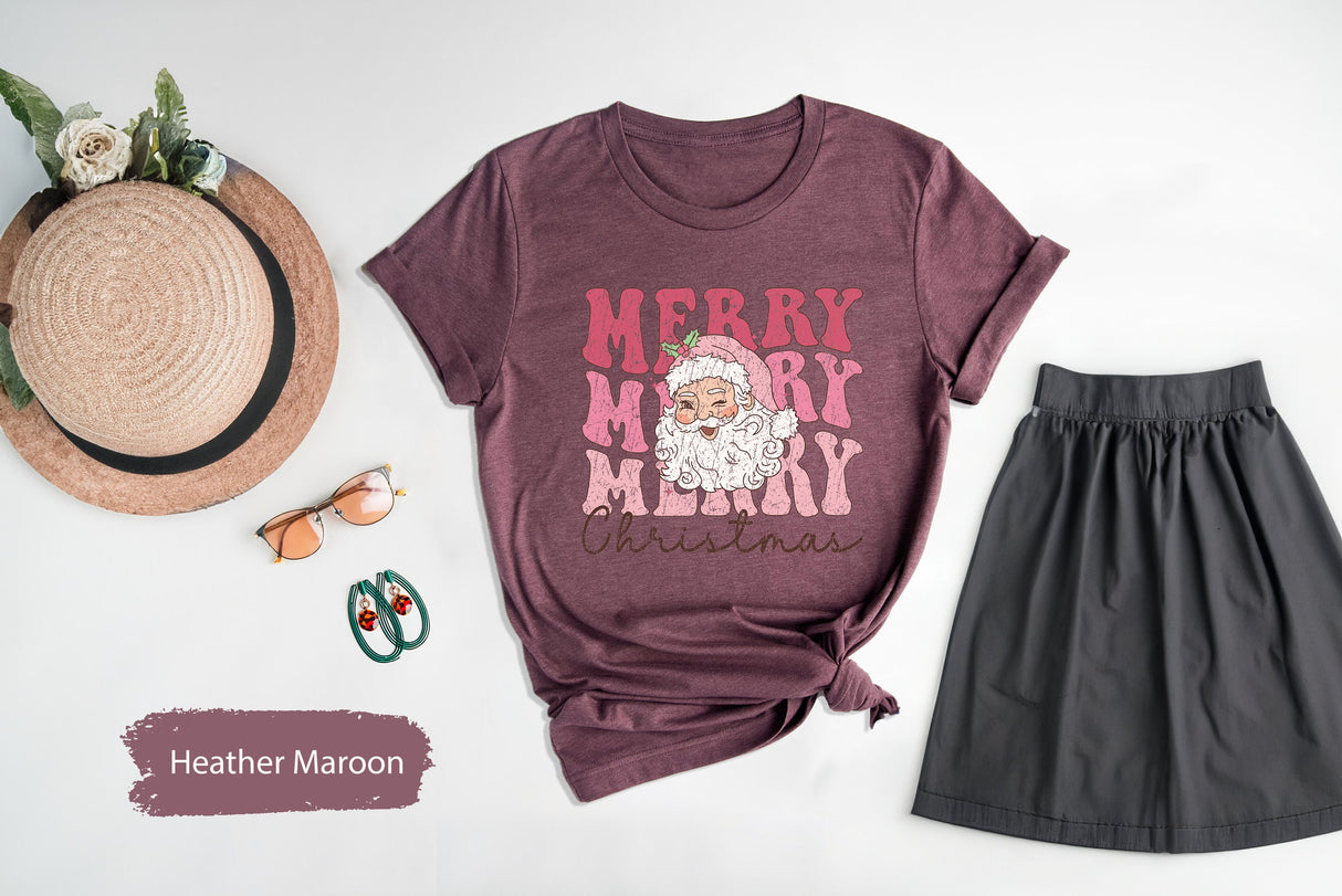 Retro Santa Merry Christmas Shirt, Christmas Shirt, Merry Christmas Shirt, Santa Claus Shirt, Holiday Shirt, Christmas Gift, Winter Shirt