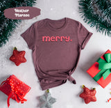 Merry Heart Tee, Merry Shirts, Pink Christmas Shirt, Merry Christmas Tee, Pink Christmas, Cute Christmas Shirt, Cute Womens Shirt, Ho Ho Ho