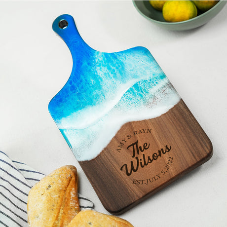 Resin Epoxy ZIP Code Live Edge Cutting Board, Personalized Housewarming Gift, New Home Owner Gift, Realtor Closing Gift, Moving Away Gift - Arria Home