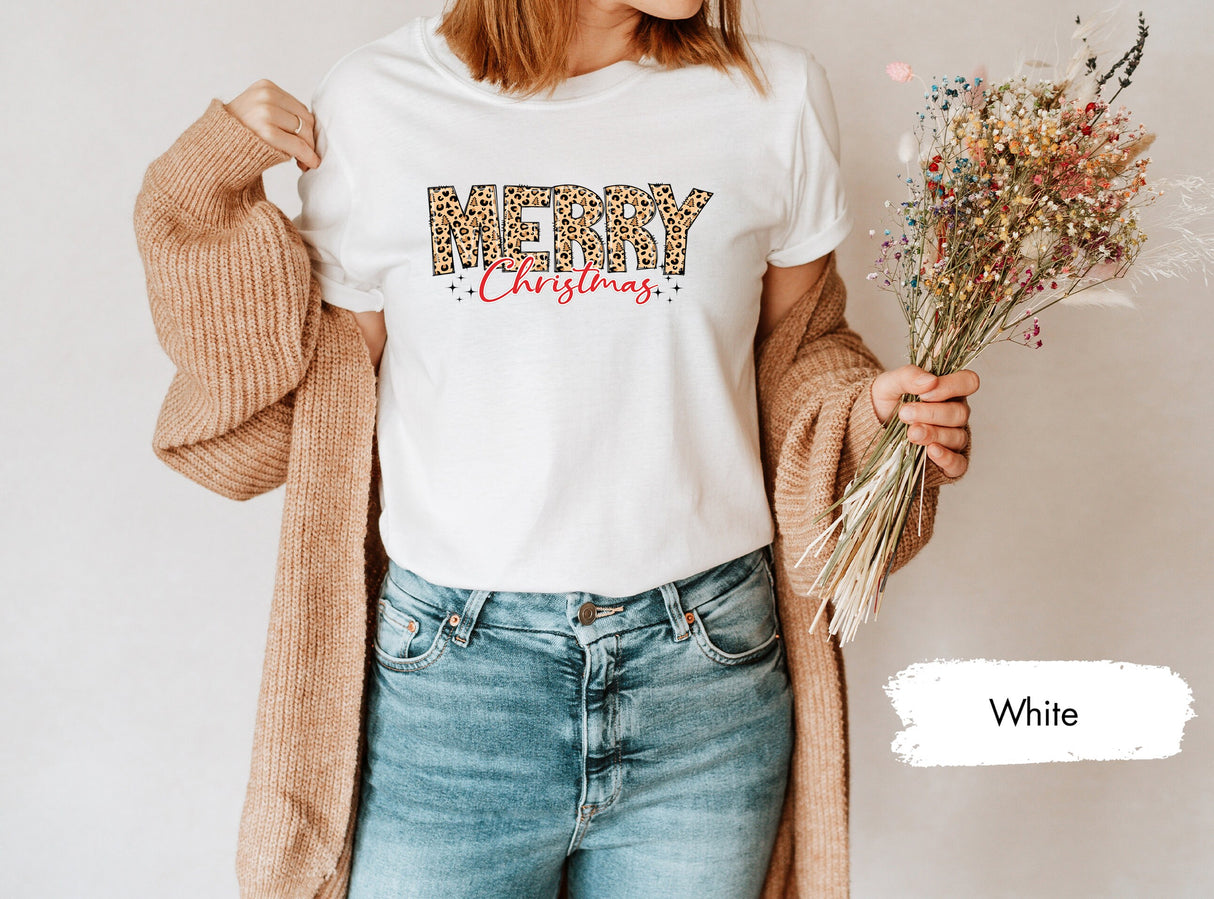 Christmas Shirt, Merry Christmas Shirt, Christmas T-shirt, Christmas Family Shirt, Christmas Gift, Leopard Shirt, Seasonal Tee, Holiday Gift