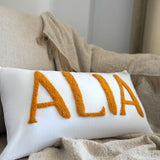 Custom Punch Needle Pillow Cover, Personalized Gift Name Embroidered Pillow, First Christmas Gift for Baby, Toddler Bedroom Decor, Birthday - Arria Home