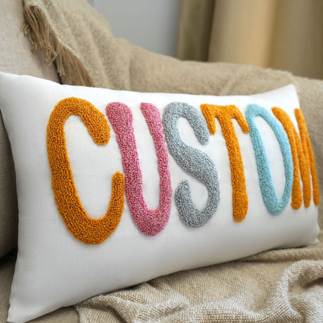 Custom Hand Embroidery Pillow, Personalized Punch Needle Pillow, Bedroom Decor, First Birthday Gift, Personalized Gift, Cozy Decor, Pillow - Arria Home