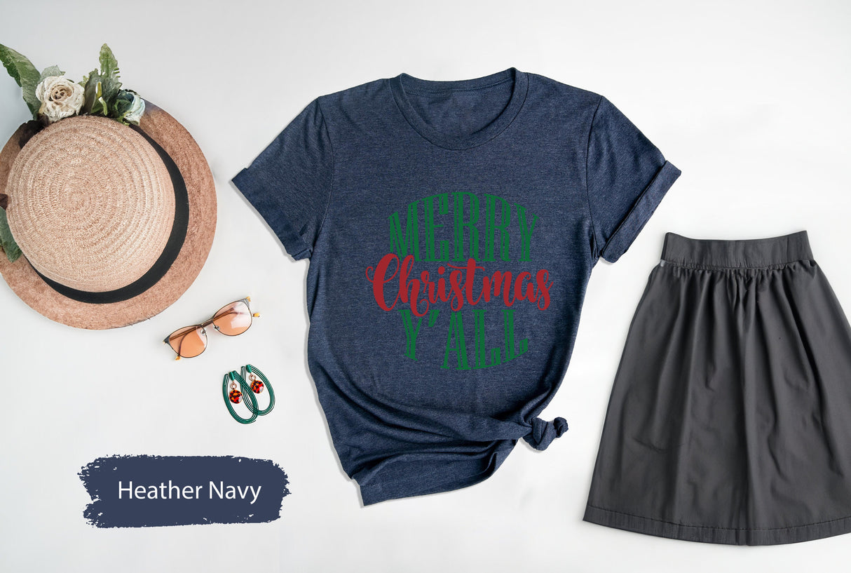 Merry Christmas Y'All Tee, Merry Shirt, Merry Christmas, Christmas Gifts, Cute Christmas Shirt, Holiday Tshirt, Xmas Family Shirt