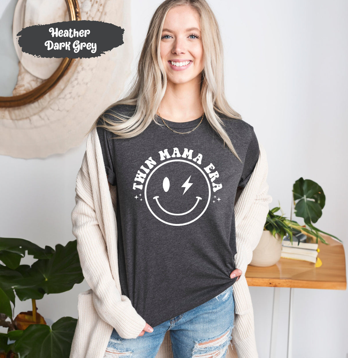 Twin Mama Era Tshirt with Smiley Face, Twin Mama Shirts, Gift for Twin Mama, Mothers Day Shirt, Mom Christmas Gift, Mom Birthday Gift