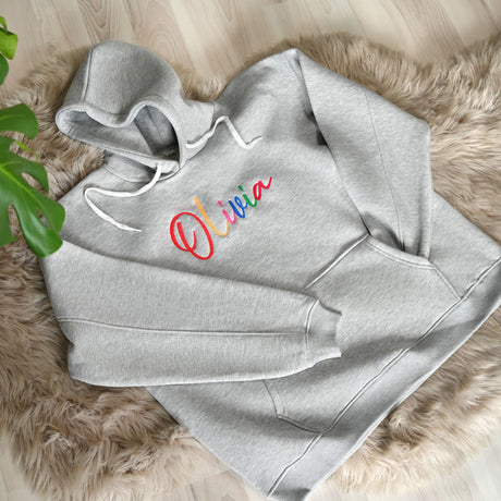 Custom Embroidered Name Sweatshirt Personalized Unisex Hoodie, Custom Text Crewneck, Birthday Gift, Gift for Her, Christmas Gift Idea - Arria Home