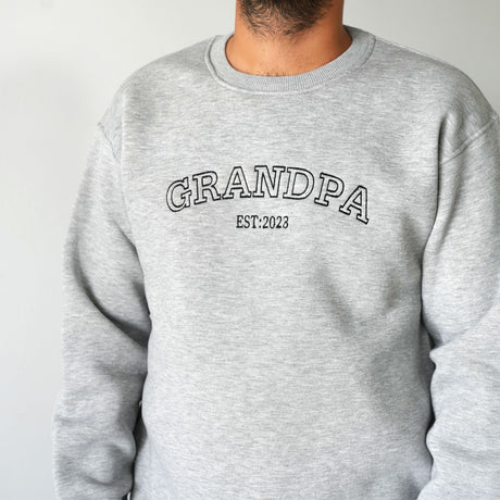 Embroidered Gift for Dad Custom Sweatshirt with Date, Father Christmas Gift, Gift for Grandpa, Embroidered Fathers Day Hoodie, Gift for Him - Arria Home