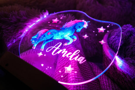 Baby Name Personalized RGB Night Light, Unicorn Kid Room Decor, Boho Rainbow Night Lamp, Bedroom Decor, Personalized Gift for Daughter, Kids - Arria Home