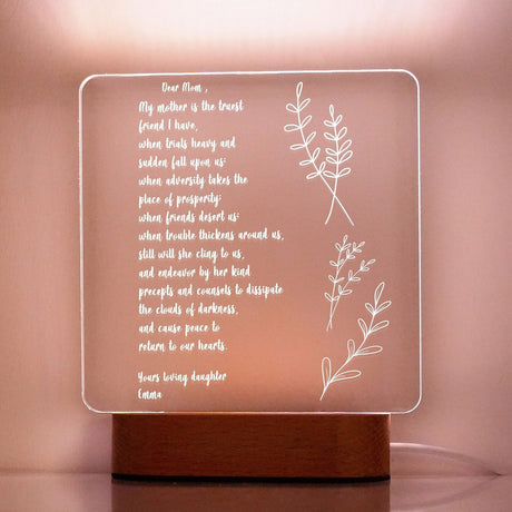 Personalized Hand-Written Letter Night Lamp, Gift for Mom, Gift idea for Mom, Personalized Gift for Mom, Custom Gift for Mother - Arria Home