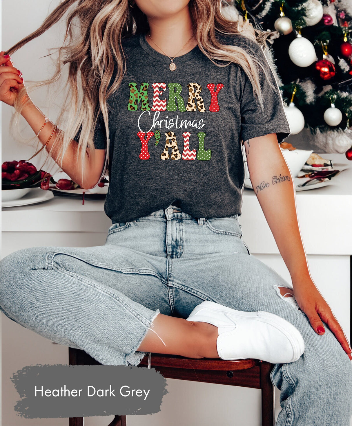 Merry Christmas Yall, Merry Christmas Tee, Leopard Christmas, Retro Christmas, Holiday Tshirt, Xmas Family Shirt, Merry Christmas