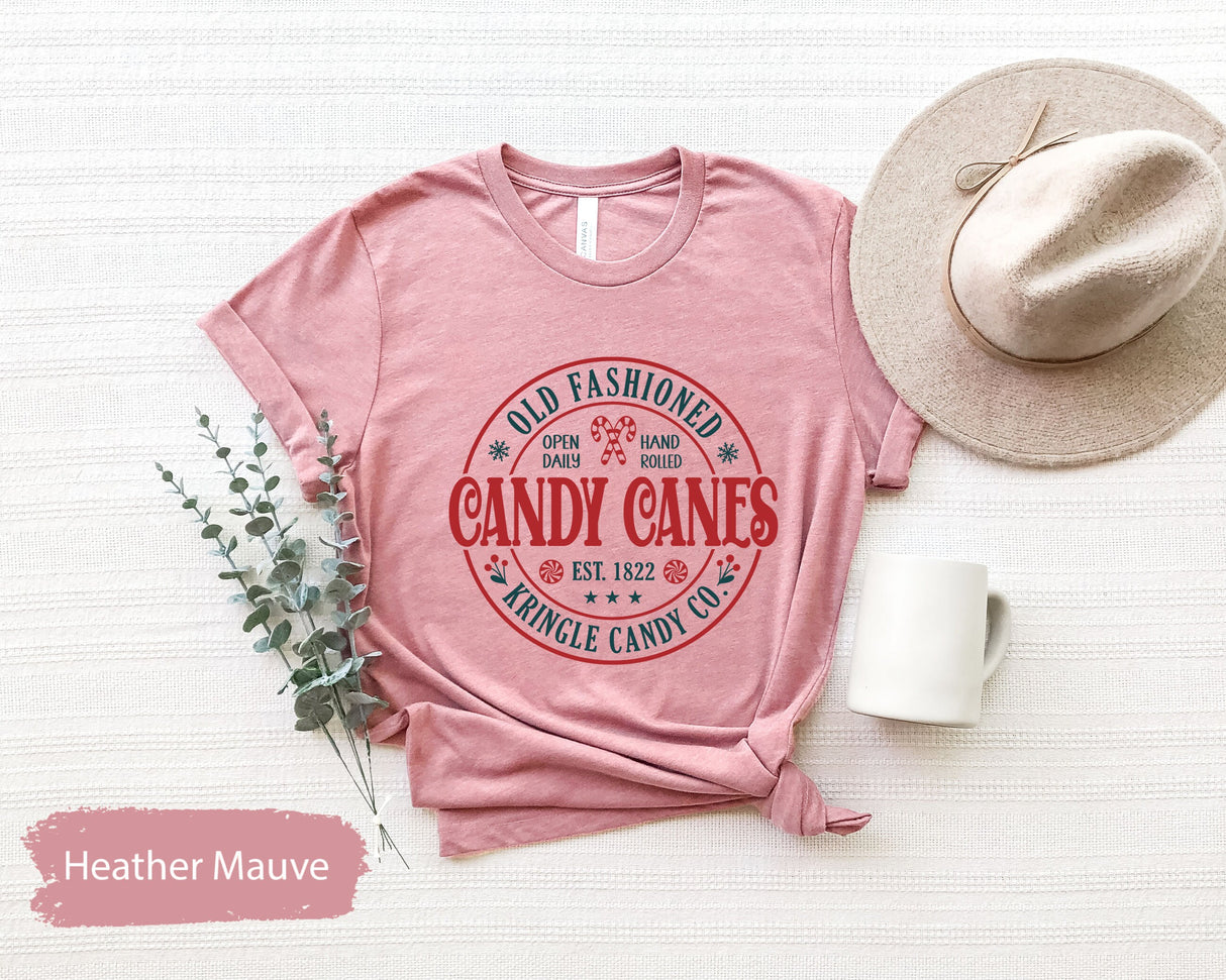 Candy Canes Shirt, Old Fashioned, Kringle Candy Co, Cute Christmas Shirt, Teens Vintage Tshirt, Retro Christmas, Merry Christmas Tee