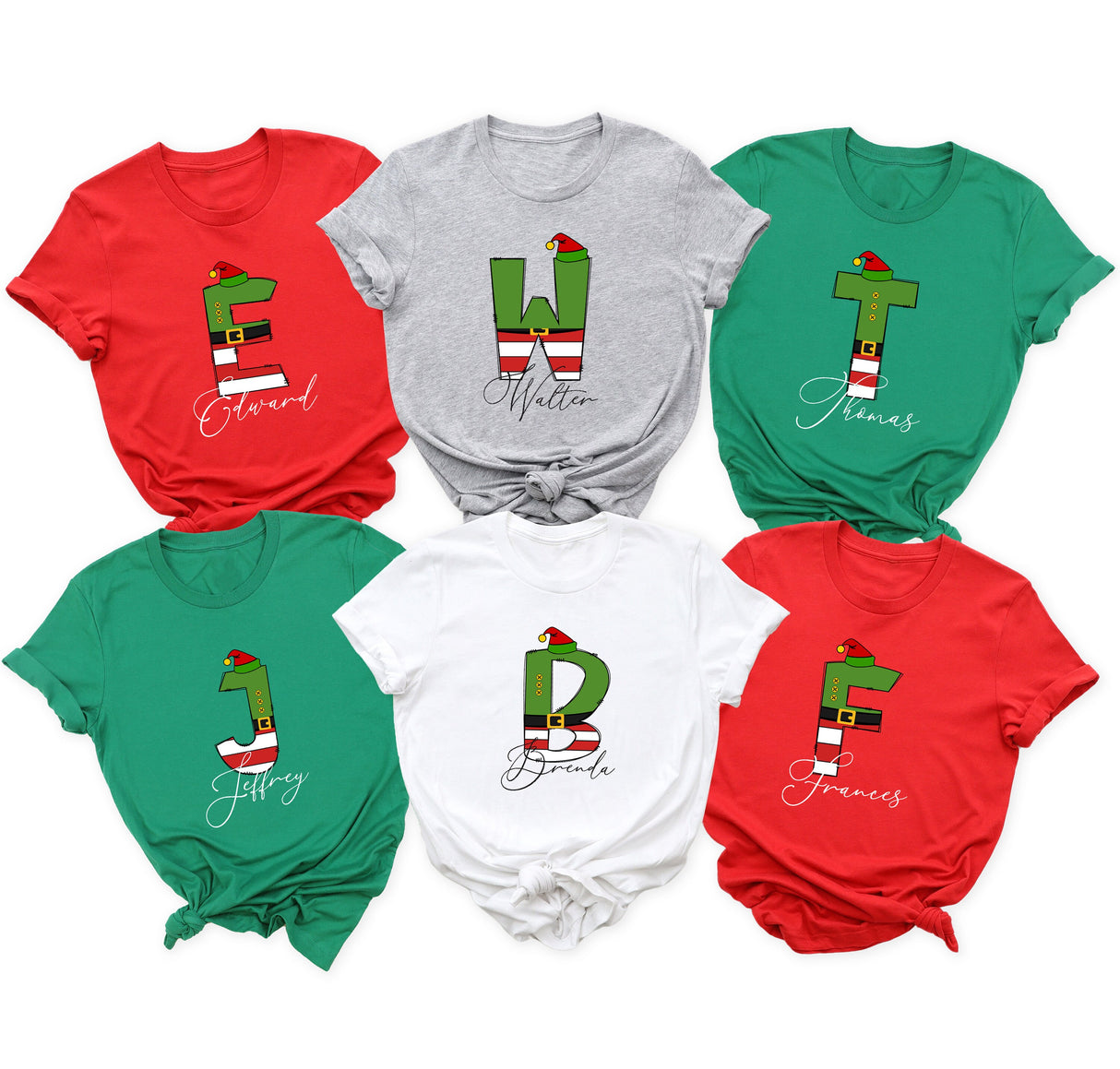 Custom Christmas Name Letter Shirt, Christmas Gift, Family Christmas TShirt, Matching Christmas, Merry Christmas, Family TShirts