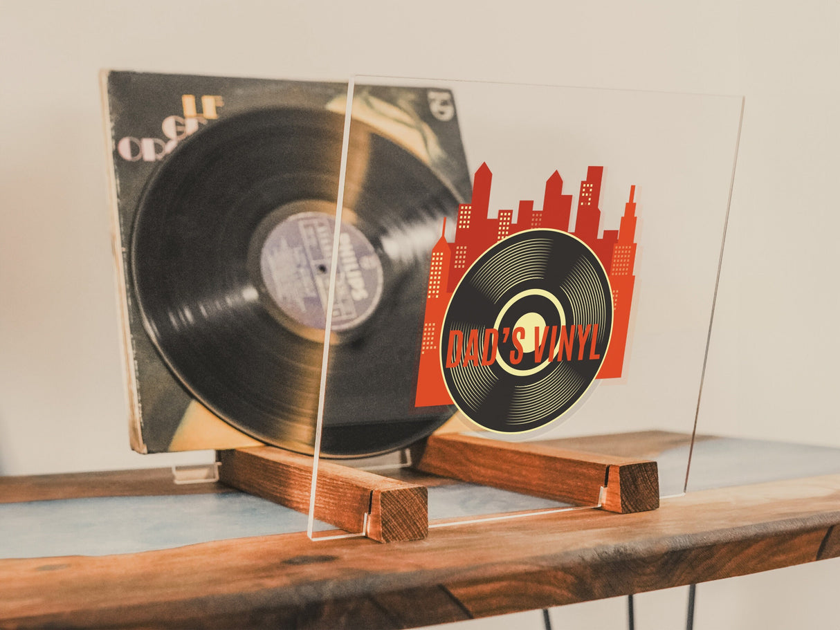 Personalized Vinyl Record Flip Rack Storage Display, Custom Walnut Wooden Acrylic Record Storage, Minimalist Record Stand, Album Organizer - Arria Home