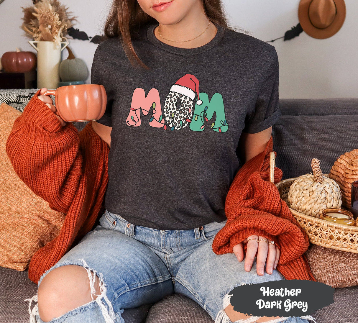 Christmas Mom Shirt, Santa Shirts, Leopard Christmas, Christmas Light Tee, Cute Christmas Shirt, Christmas Gift Women, Merry Christmas Tee