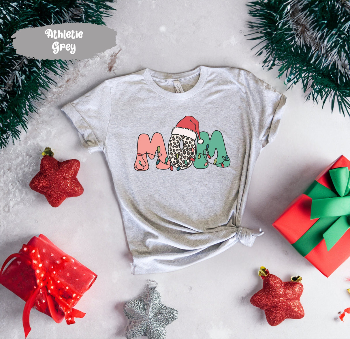 Christmas Mom Shirt, Santa Shirts, Leopard Christmas, Christmas Light Tee, Cute Christmas Shirt, Christmas Gift Women, Merry Christmas Tee