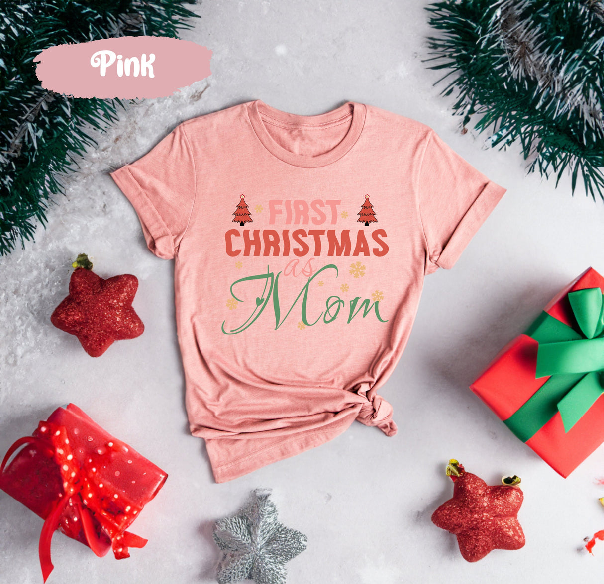 First Christmas As Mom Shirt, Mom Christmas Gift, Mama Shirt, Mother Tshirt, Cute Christmas Shirt, Vintage Santa, Retro Christmas