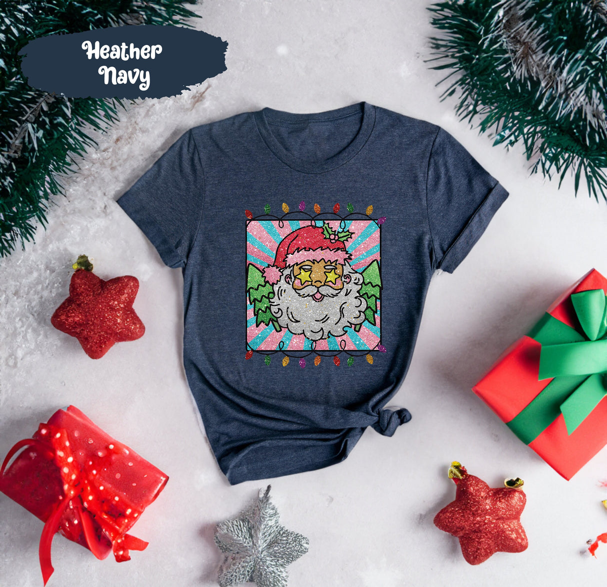 Vintage Santa, Retro Christmas, Christmas Light Tee, Santa Claus, Santa Shirts, Cute Christmas Shirt, Santa Graphic Tshirt, Holiday Tshirt