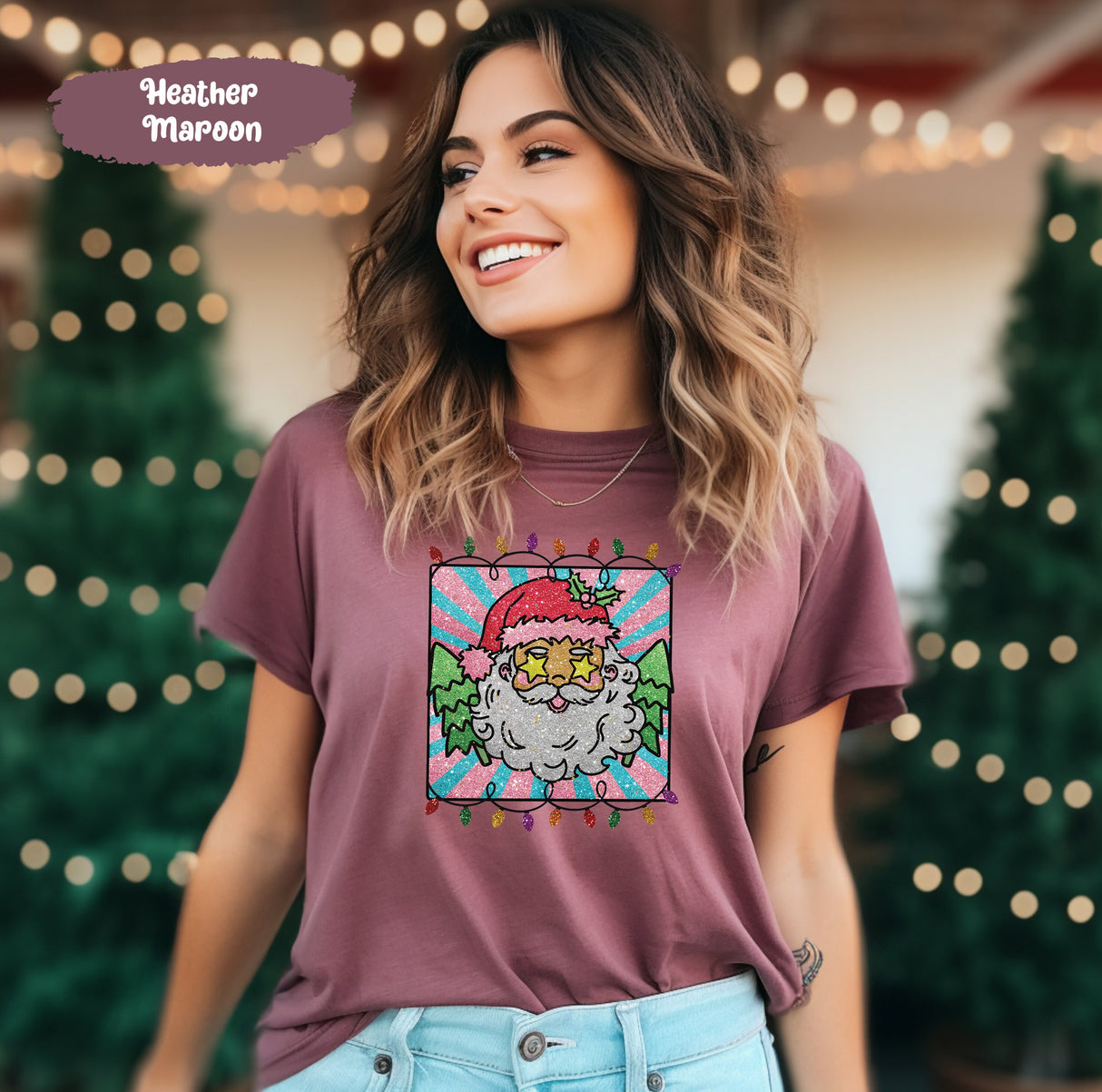 Vintage Santa, Retro Christmas, Christmas Light Tee, Santa Claus, Santa Shirts, Cute Christmas Shirt, Santa Graphic Tshirt, Holiday Tshirt