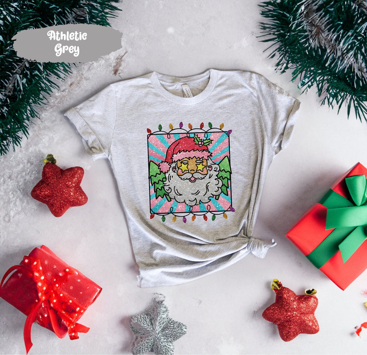 Vintage Santa, Retro Christmas, Christmas Light Tee, Santa Claus, Santa Shirts, Cute Christmas Shirt, Santa Graphic Tshirt, Holiday Tshirt