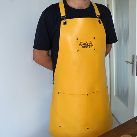 Grilling Dad Custom Leather Apron with Pockets, Personalized BBQ Apron, Grandpa Gift, Anniversary Gift, Grilling Apron for Men, Gift for Him - Arria Home