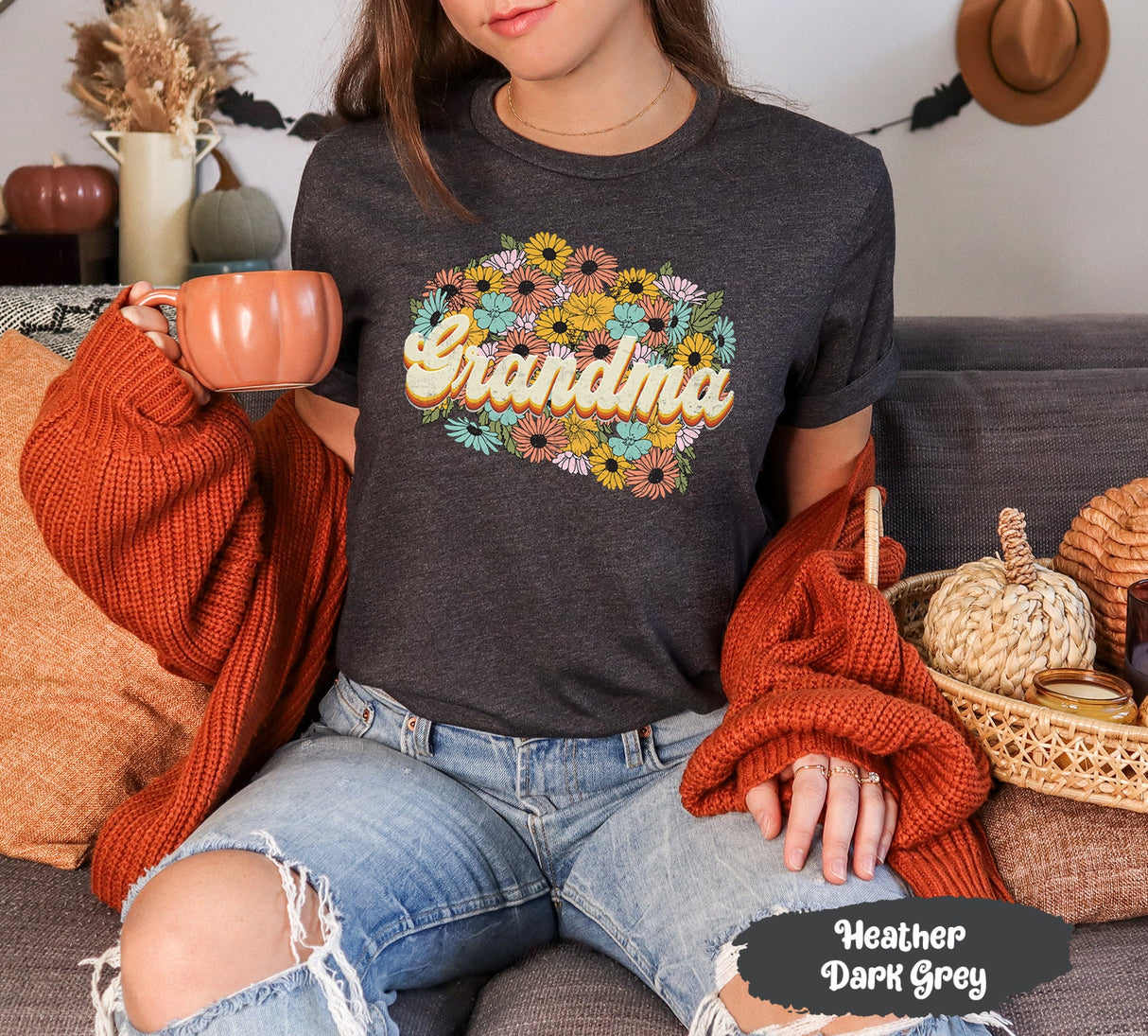 Grandma Shirt, Gift for Grandma, Sun Flowers Shirt, Mother Tshirt, Mama Shirt, Gift for Parents, Xmas Family Shirt, Cute Grandma Tee