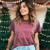 Christmas Tree Shirt with Smiley Face, Christmas Tree Tee, Merry Christmas Tee, Pink Christmas, Vintage Santa, Retro Christmas