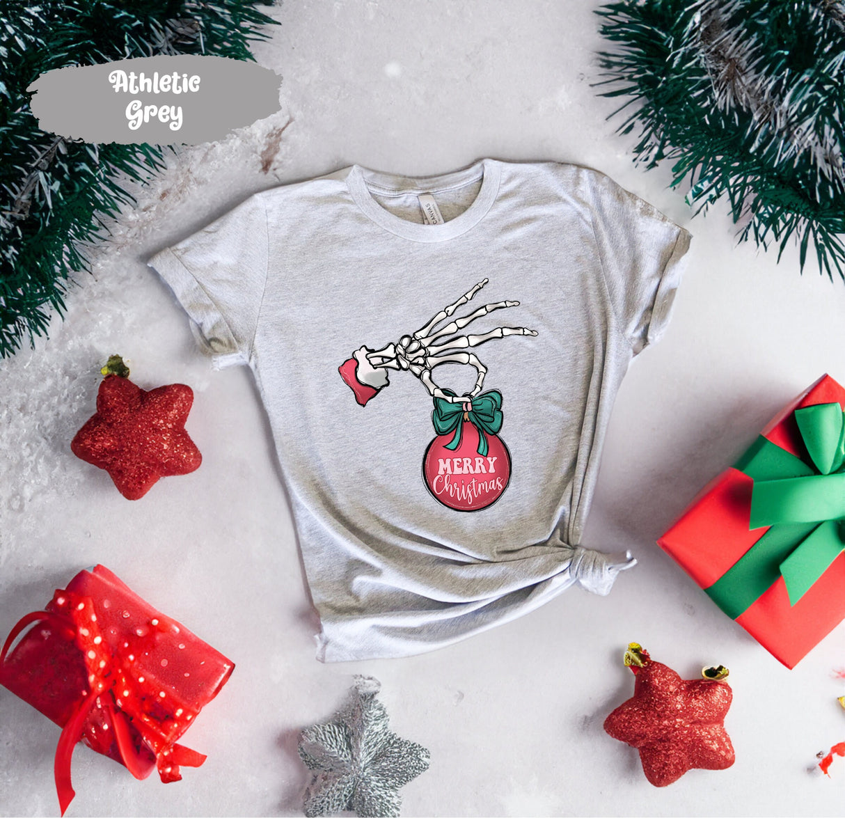 Merry Christmas Shirt with Skeleton Hand Holding Ornament, Merry Christmas Tee, Skeleton Christmas, Skeleton Hand Tshirt, Ornament Shirts