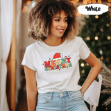 Merry Christmas Tee with Santa Hat, Vintage Santa, Retro Christmas, Santa Shirts, Holiday Crew Shirt, Xmas Group Shirts, Holiday Tshirt