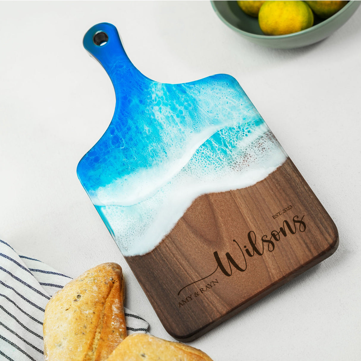 Personalized Resin Cutting Board, Custom Bridal Shower Gift, Epoxy Live Edge Charcuterie Board, Bride to Be Gifts, Bridesmaid Gift for Her - Arria Home