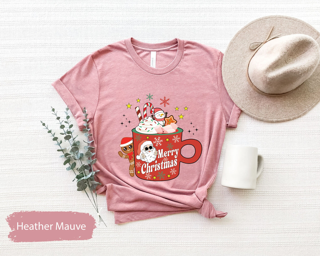 Hot Cocoa Shirt, Santa Shirts, Merry Christmas Tee, Christmas Season, Cool Santa, Winter Shirt, Holiday Tshirt, Cute Christmas Shirt