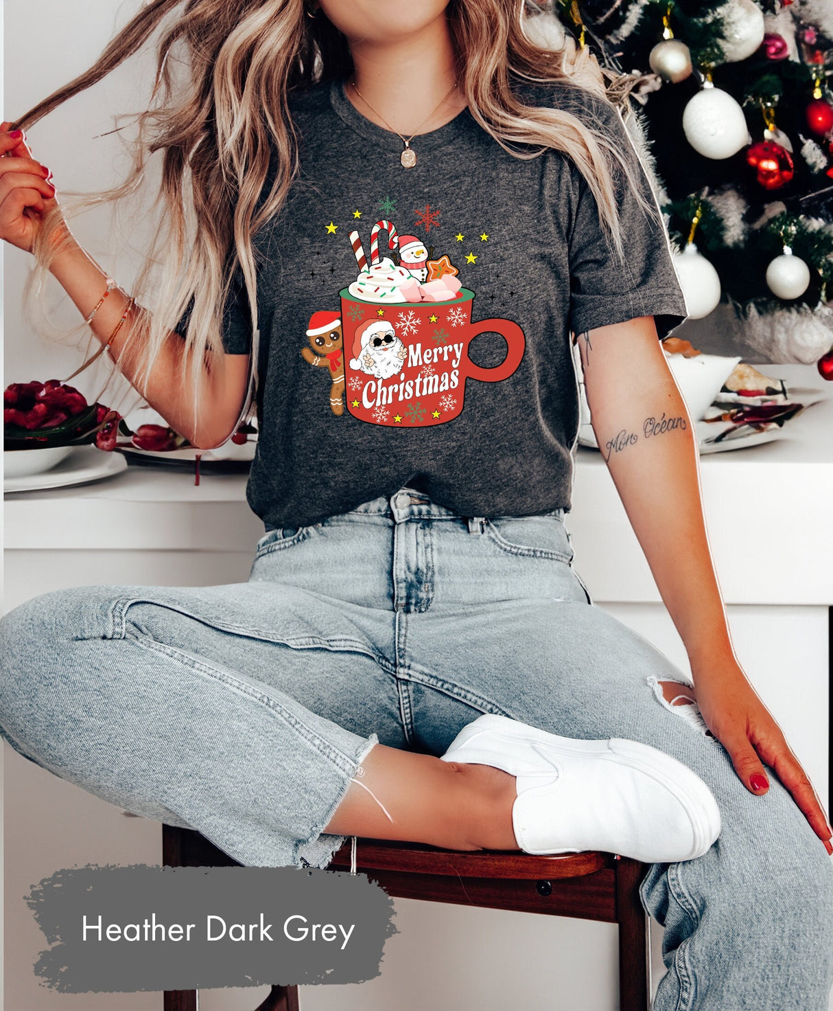 Hot Cocoa Shirt, Santa Shirts, Merry Christmas Tee, Christmas Season, Cool Santa, Winter Shirt, Holiday Tshirt, Cute Christmas Shirt