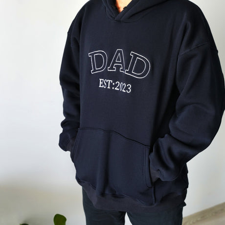 Embroidered Gift for Dad Custom Sweatshirt with Date, Father Christmas Gift, Gift for Grandpa, Embroidered Fathers Day Hoodie, Gift for Him - Arria Home