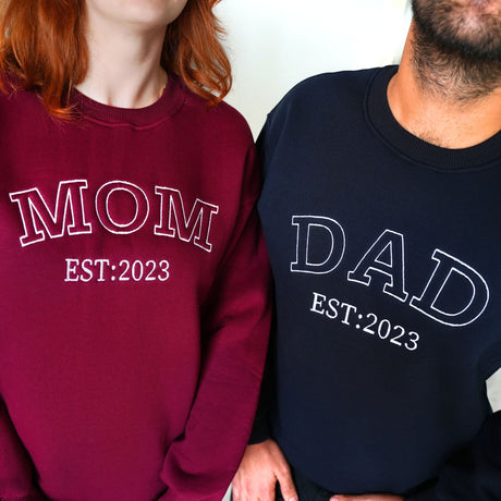 Embroidered Gift for Dad Custom Sweatshirt with Date, Father Christmas Gift, Gift for Grandpa, Embroidered Fathers Day Hoodie, Gift for Him - Arria Home