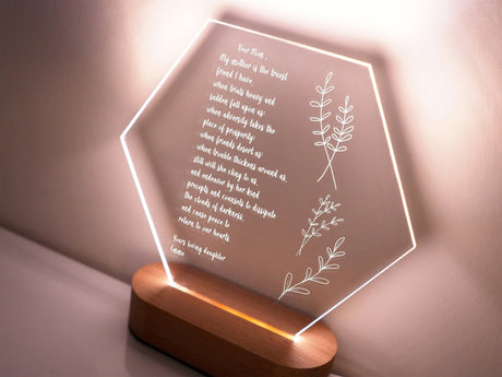 Personalized Hand-Written Letter Night Lamp, Gift for Mom, Gift idea for Mom, Personalized Gift for Mom, Custom Gift for Mother - Arria Home