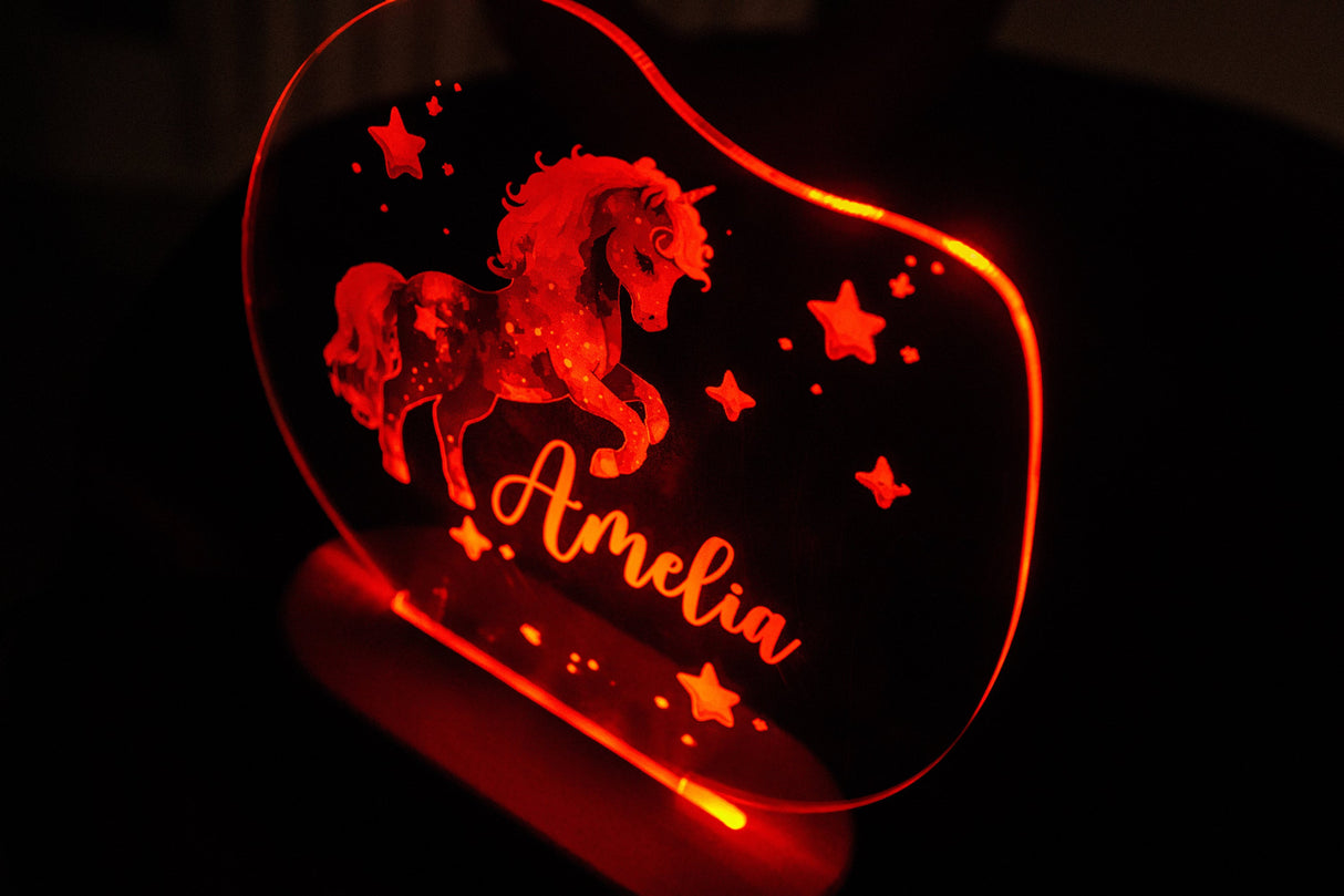 Custom Unicorn Baby Girl Night Lamp, Acrylic Baby Night Light, Unicorn Gift for Daughter, Girl's Room Decor, Personalized Toddler Gifts - Arria Home