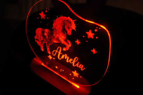 Custom Unicorn Baby Girl Night Lamp, Acrylic Baby Night Light, Unicorn Gift for Daughter, Girl's Room Decor, Personalized Toddler Gifts - Arria Home