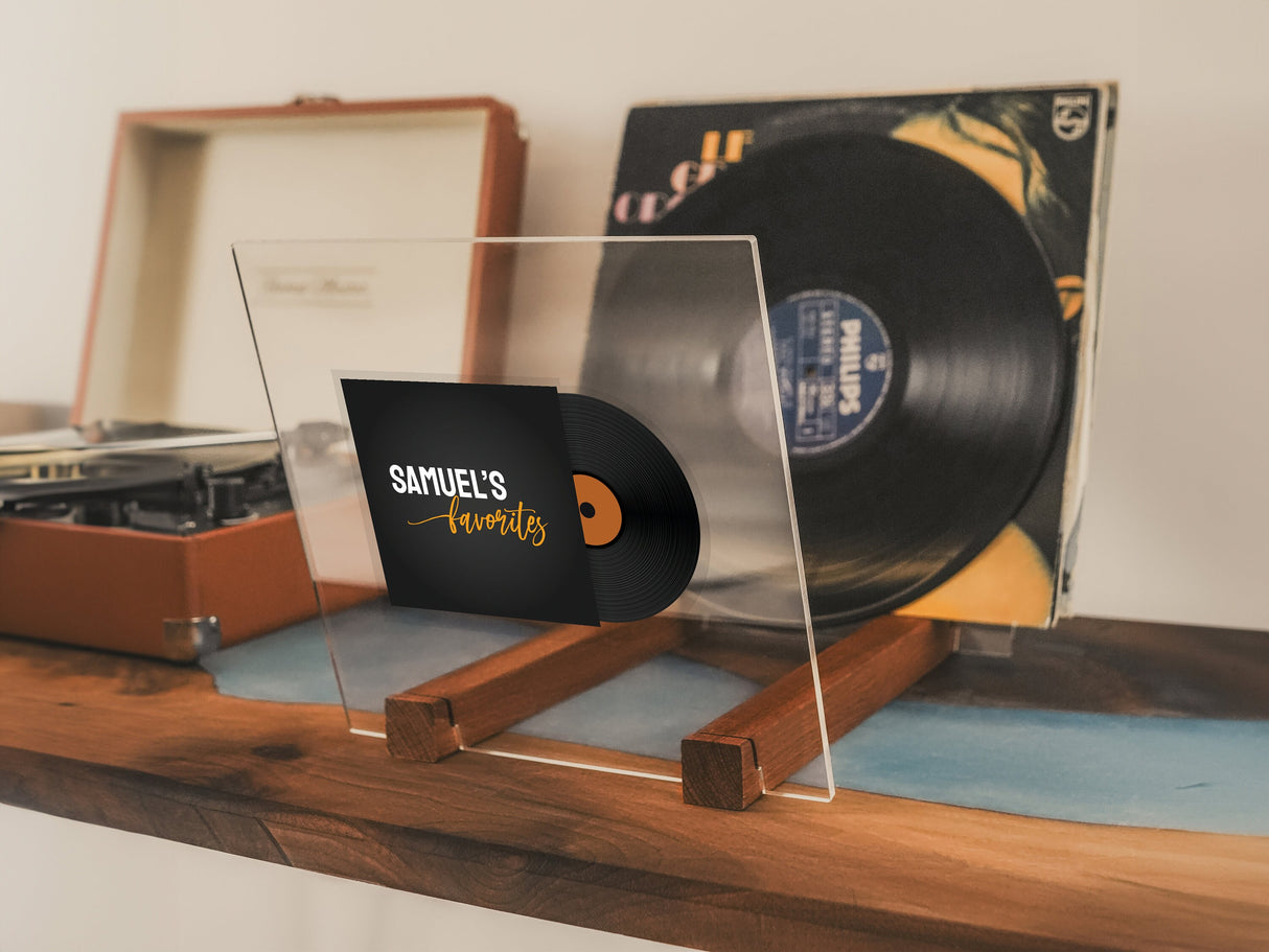 a record player and a record player on a table