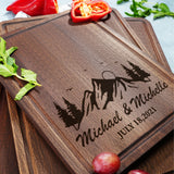 Personalized Mountain Wedding Gift Charcuterie Board, Wedding Gift, Couple Gift, Hiking Couple Gift, Personalized Cutting Board, Engraved - Arria Home