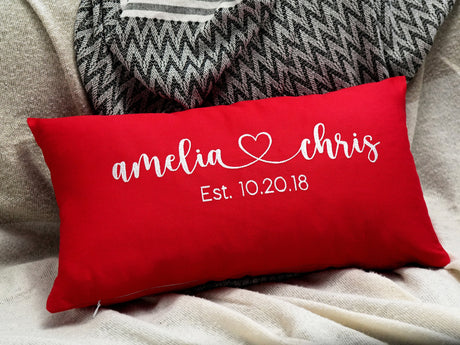 Custom Embroidered Wedding Gift, Personalized Couple Name Pillow, Mother of Bride Gift From Daughter Engagement Gifts for Couple Name Pillow - Arria Home