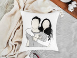 Portrait from Photo Embroidered Pillow, Custom Faceless Portrait Pillow, Couple Portrait Gift, Gift for Her, Gift for Him, Anniversary Gift - Arria Home