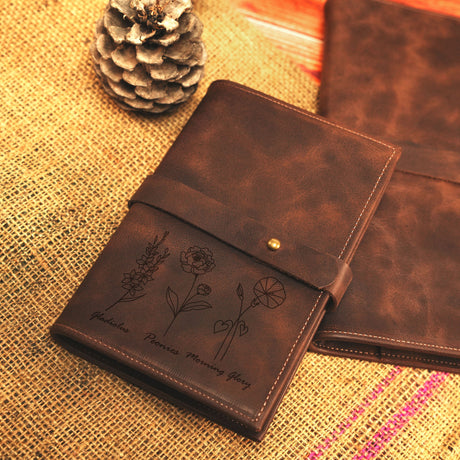 a brown leather wallet sitting on top of a table