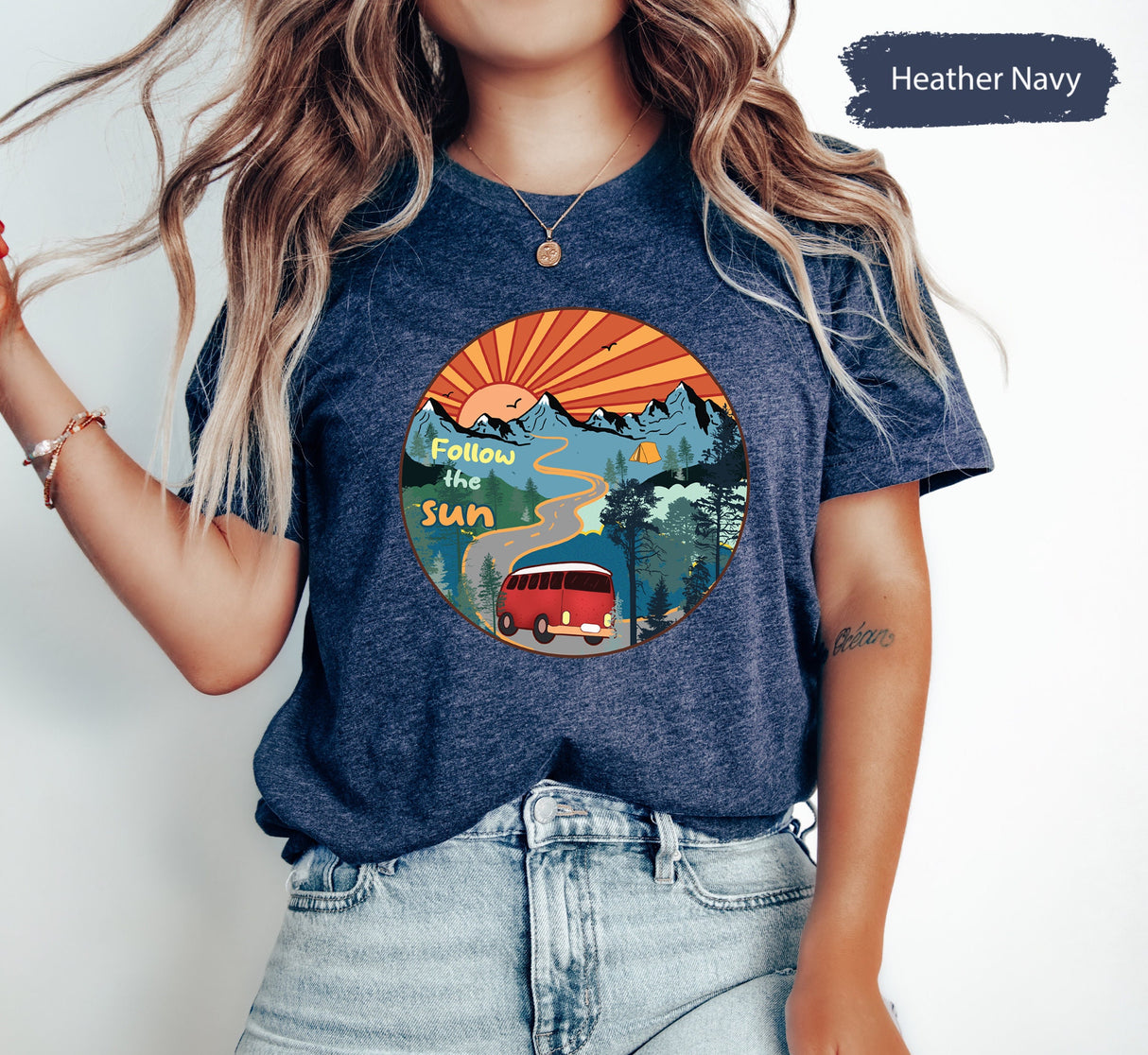 Follow The Sun Tee, Nature Shirts, Camper Shirt, Van Tshirt, Adventure Shirt, Wanderlust TShirts, Gift For Camper, Nature Lover Gifts