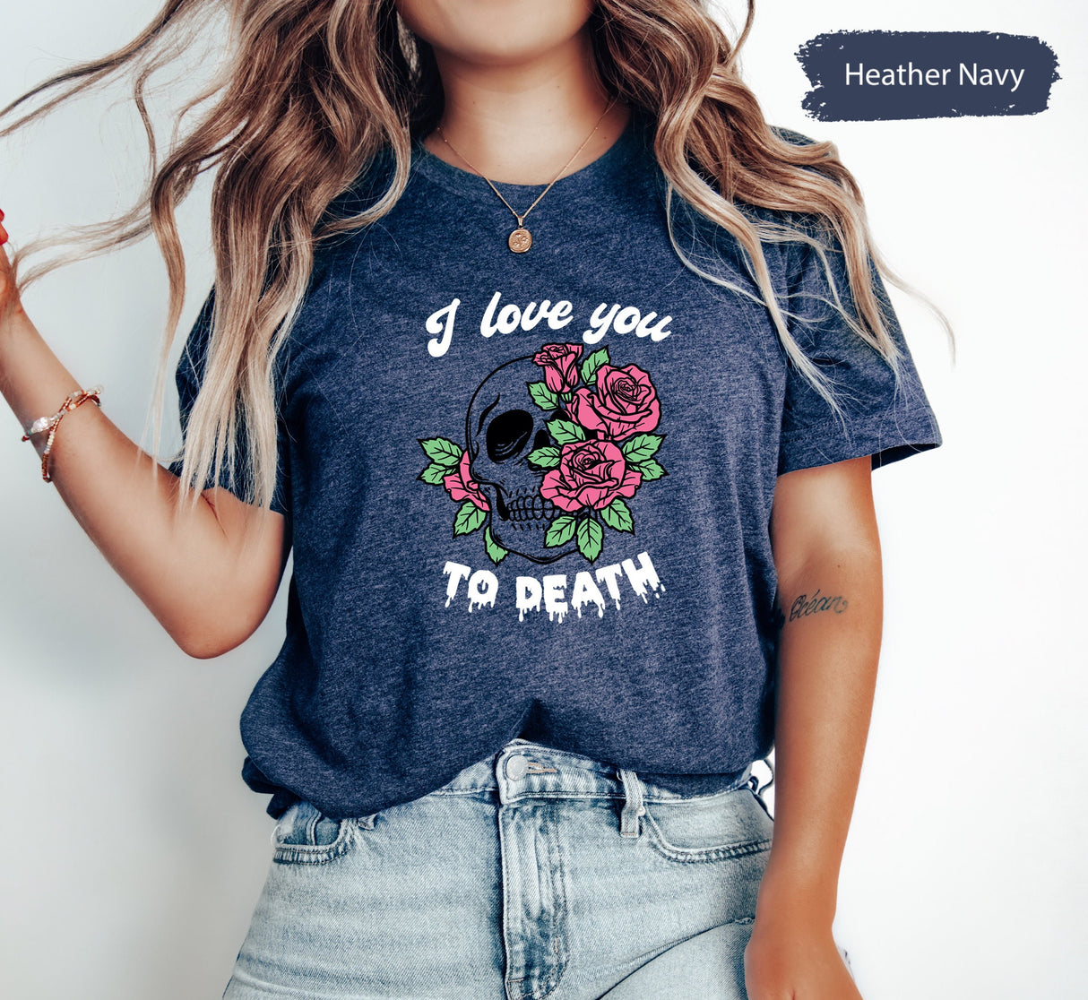 I Love You To Death Valentines Day Shirt with Skull Rose, Valentines Gifts, Matching Couple Tees, Lover T-Shirt, Couple Shirts, Gift for Her