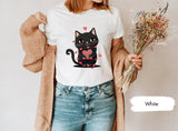 Cat Hugs Heart Shirt for Valentines Day, Kids Valentines, Cat Mom Shirts, Cute Cat Tee, Matching Couple Tees, Lover Tshirt, Gift for Her